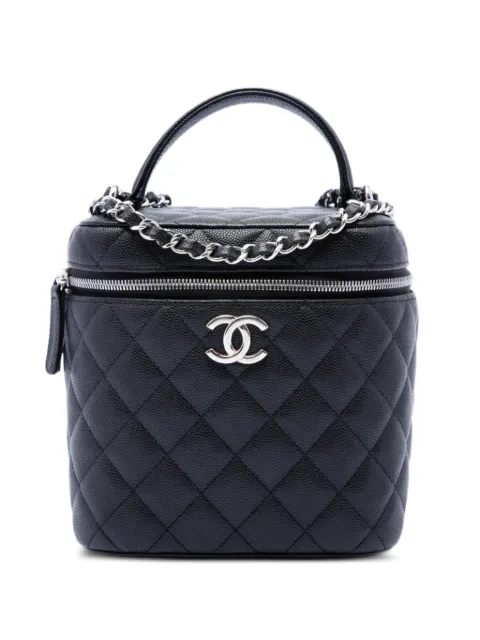 CHANEL Pre-Owned 2021-2026 CC Quilted Caviar Top Handle Vanity with Chain satchel Black CN9UMQ8L7T9E6CRK