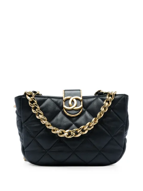 CHANEL Pre-Owned 2021-2026 CC Quilted Lambskin Chain Hobo Bag satchel Black TFZWIUBWQ7BDYU4L
