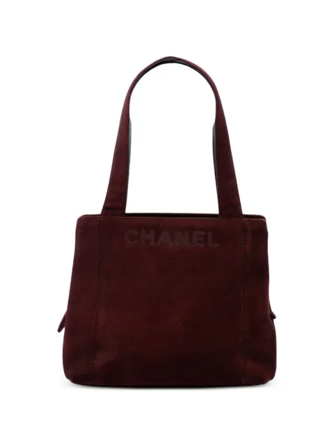 CHANEL Pre-Owned 1997-1999 Suede LAX Logo tote bag Red R7ZK7X2E7Z98SSGP