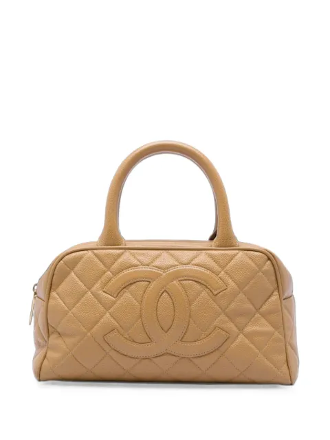 CHANEL Pre-Owned 2003-2004 CC Quilted Caviar Bowling Bag handbag Brown Q19QUKZ51IPPX8Y1