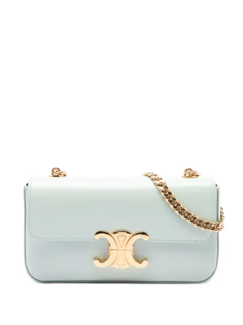 Celine Pre-Owned 2022 Shiny Calfskin Triomphe Claude Chain shoulder bag Green G9D6T36UPMBRA7UW