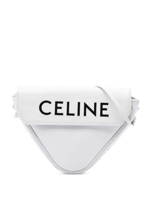 Celine Pre-Owned 2020 Smooth Calfskin Logo Triangle crossbody bag White B9I5D52HKRIRNQYU