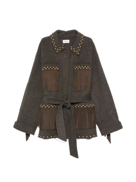P.A.R.O.S.H. studded fringe-trim jacket Brown D431940LEAK26