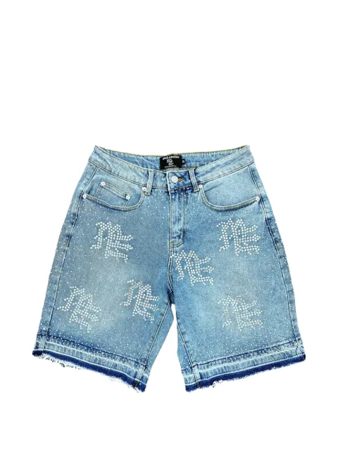 Mixed Emotion Me rhinestone-embellished denim shorts Blue MIXE071