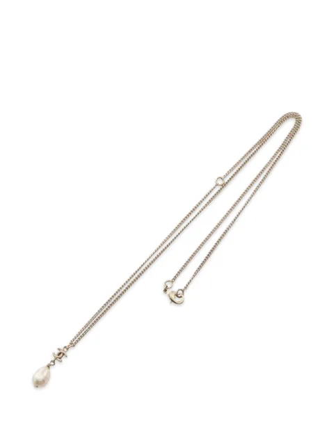 CHANEL Pre-Owned 2012 CC Gold Plated Faux Pearl Teardrop Pendant Necklace costume necklace White PDQTJLSUH0DW6ADR