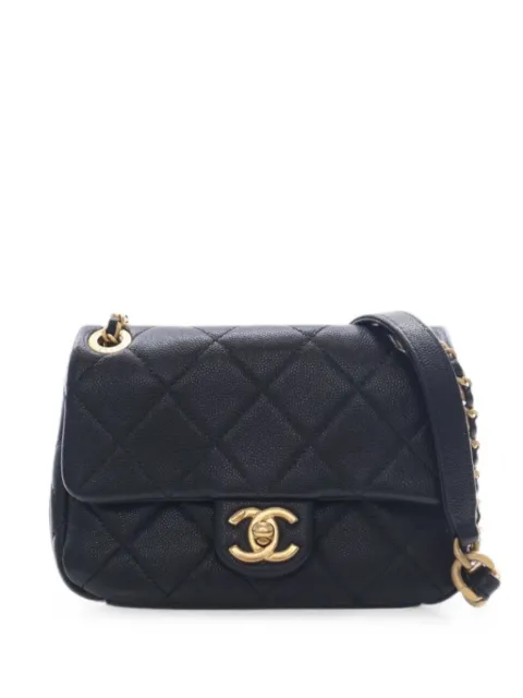 CHANEL Pre-Owned 2021-2026 CC Mini Square Quilted Caviar Single Flap crossbody bag Black ENRH0CN1ZC3QFLT6