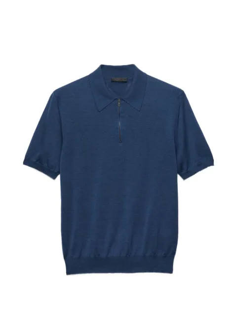 Prada silk and cotton polo shirt Blue UMF440SOOO6588