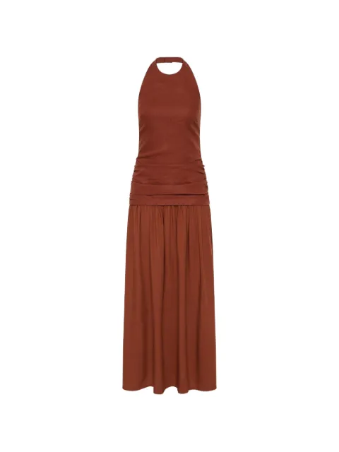 Faithfull Tali ruched maxi dress Brown FF4358TRC