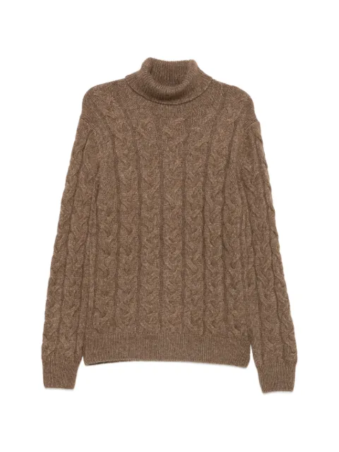 Gran Sasso cable-knit roll-neck sweater Brown 1319019106