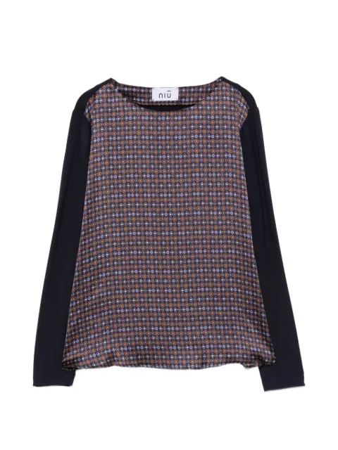 Niu geometric-print blouse Blue AW26610T200