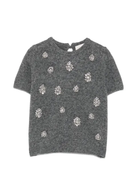 I BLUES crystal-embellished short-sleeve T-shirt Grey IBLTENACE