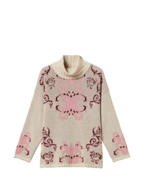 TWINSET jacquard wool blend maxi jumper Neutrals 262TP3485