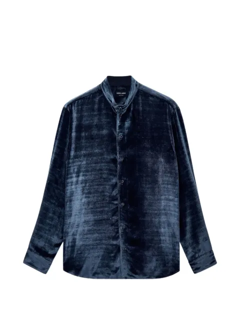 Giorgio Armani velvet mandarin-collar shirt Blue GM004496TE23533