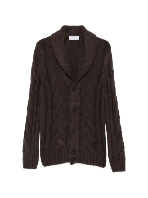 Gran Sasso cable-knit shawl-collar cardigan Brown 1018919107190