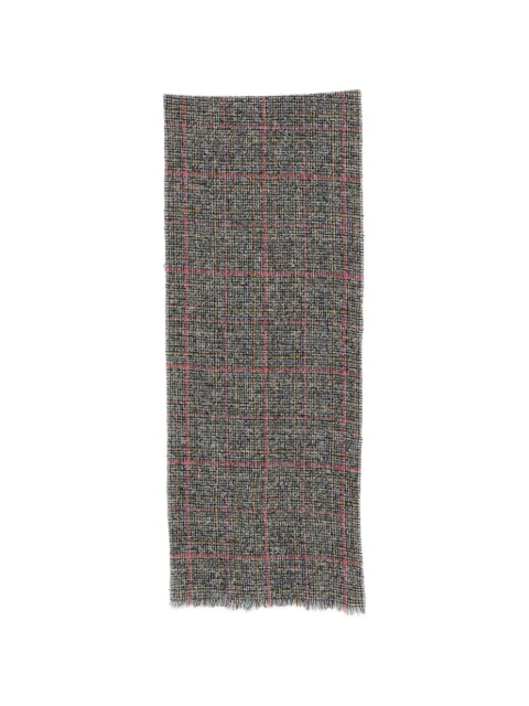 Destin check-pattern fringed scarf Grey FANCYSCBW