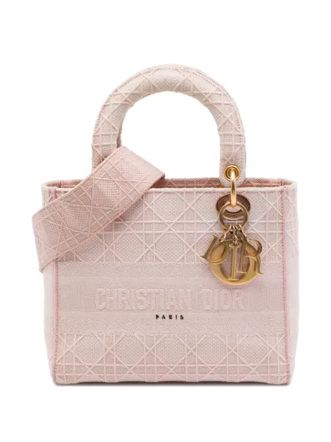 Christian Dior Pre-Owned 2020 Medium Embroidered Canvas Cannage Lady D Lite satchel Pink 56UFR4QTEV6NHDSL