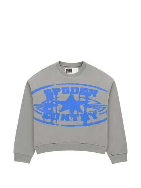 SP5DER graphic-print crew-neck sweater Grey SP5DER591