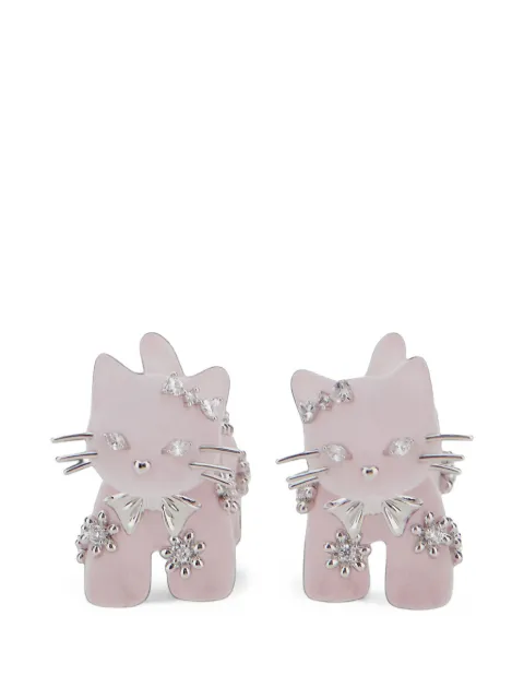 YVMIN cat-motif crystal-embellished earrings Pink 2661100DLRPNK
