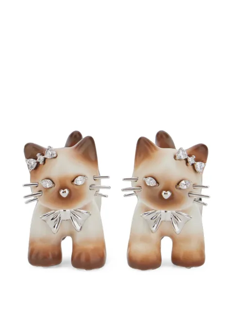 YVMIN crystal-embellished cat earrings Brown 2661100DLRBRW