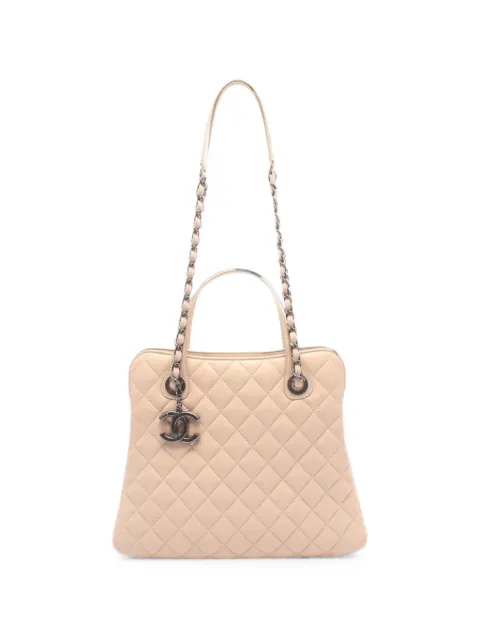 CHANEL Pre-Owned 2015-2016 CC Quilted Lambskin satchel Neutrals VRJEXUTLX9QFZ58P