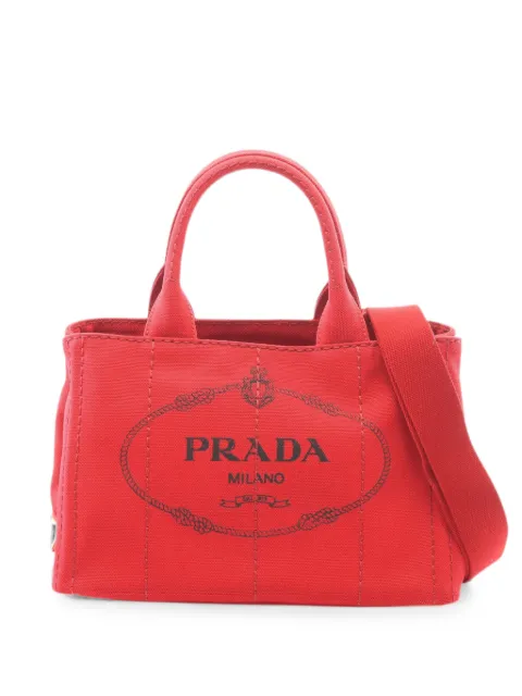 Prada Pre-Owned 2010-2026 Small Canvas Canapa Logo Tote satchel Red FUFI6II77B83KCMA