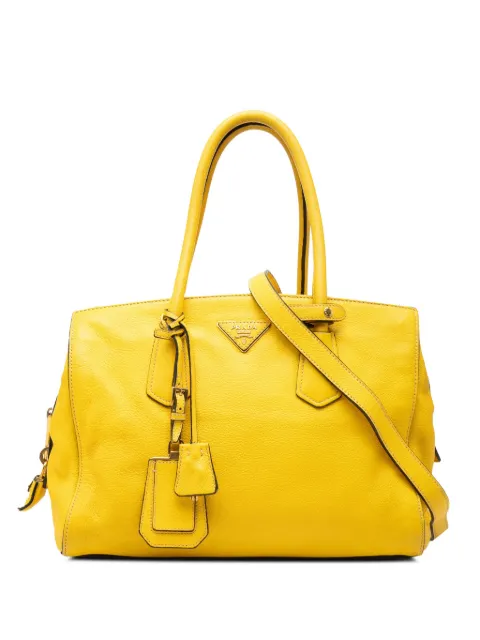 Prada Pre-Owned 2013-2026 Vitello Daino Zip Top satchel Yellow 4NE50Q0IR4F4OUGX