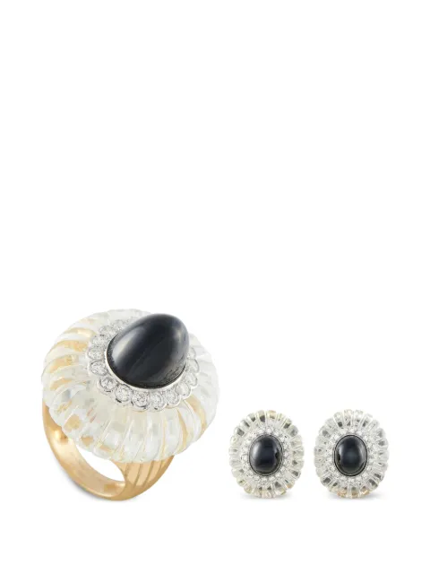 Cartier diamond rock crystal earrings ring set Gold CA02072826