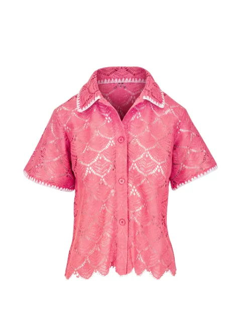AG Jeans Kaylee crochet scalloped-hem shirt Pink DCR71692ORSP