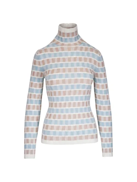 Akris Punto check-pattern roll-neck sweater Neutrals 566200126007127