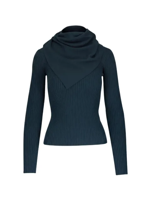 ZIMMERMANN ribbed-knit cowl-neck sweater Blue 9480TF261BOGR