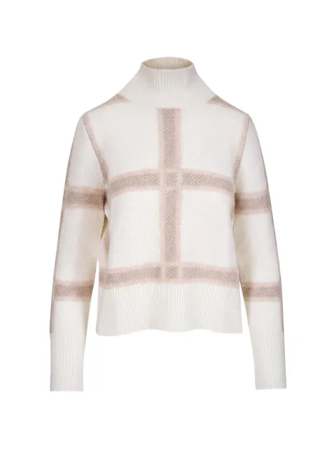 Akris Punto check-pattern high-neck sweater White 567300123613122