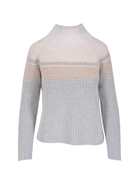 Kinross Cashmere striped ribbed-knit sweater Grey LFSC6169