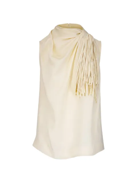 Altuzarra Alden fringe-detail draped blouse Yellow F2264032000171