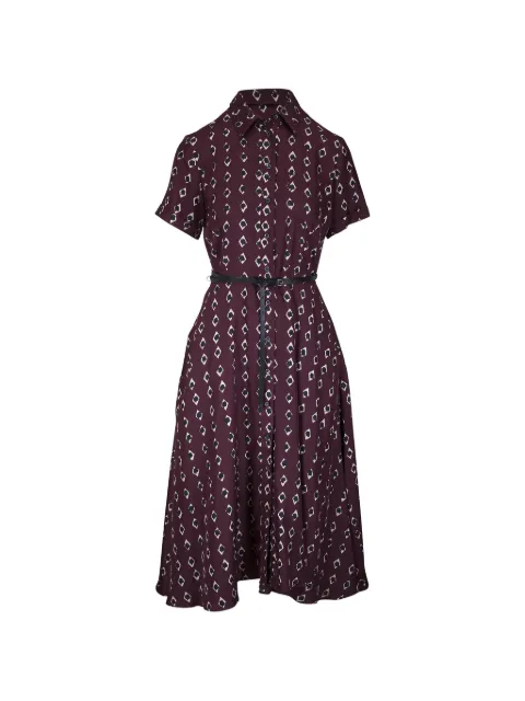 Altuzarra geometric-print belted midi dress Purple F2263019388566DEE