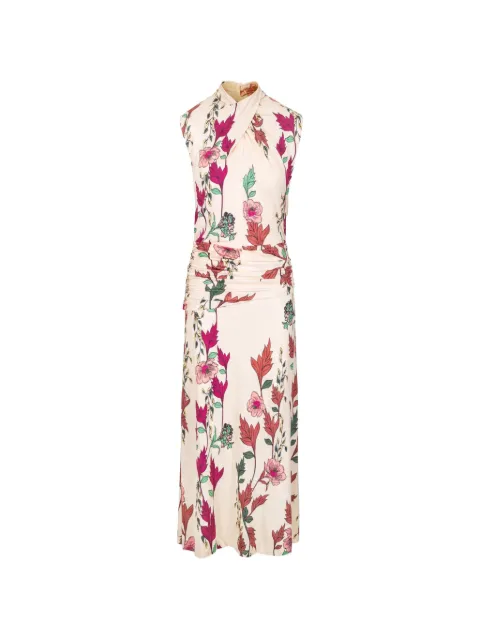 Johanna Ortiz floral-print ruched-waist midi dress Neutrals PT04113