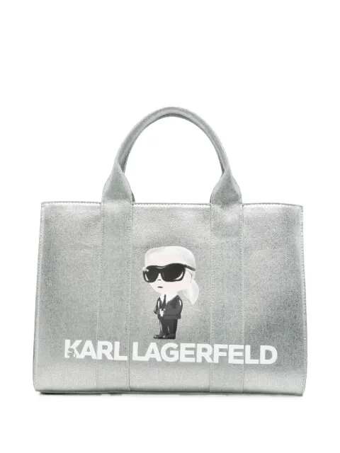 Karl Lagerfeld K/Ikonik metallic logo-print tote bag Silver B4W50061