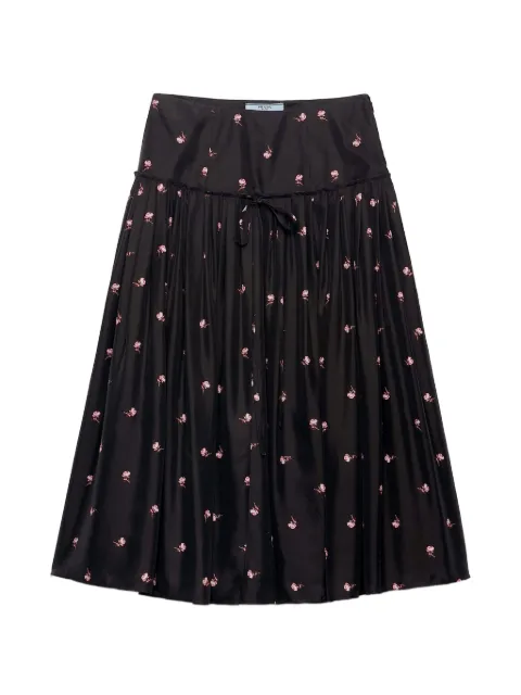 Prada floral-print washed silk midi-skirt Black P10C7SOOO1QEM