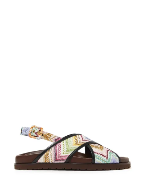 Missoni zigzag-knit crossover sandals Neutrals MWF208162