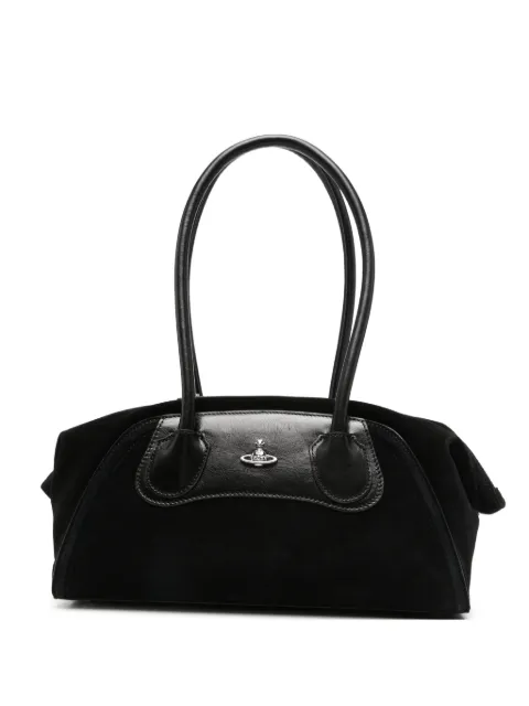 Vivienne Westwood Orb plaque suede-panelled shoulder bag Black 4703000LWL00AW