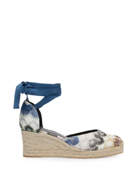 Missoni zigzag-knit tie-fastening espadrilles White MWB006153