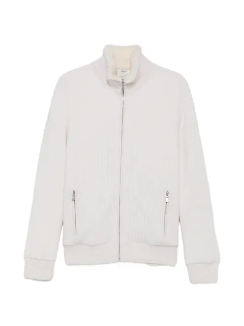 Barba ribbed-knit faux-fur-trim jacket White 700090403