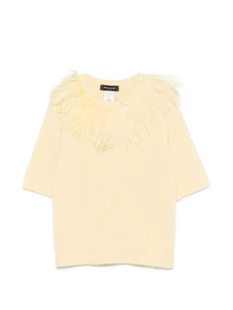 Fabiana Filippi feather-trim short-sleeve sweater Yellow MAD226F490M4380000