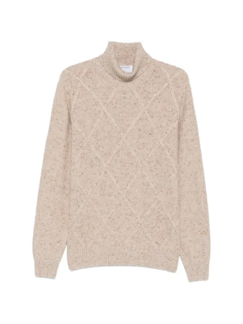 Gran Sasso diamond-knit roll-neck sweater Brown 2318225203020