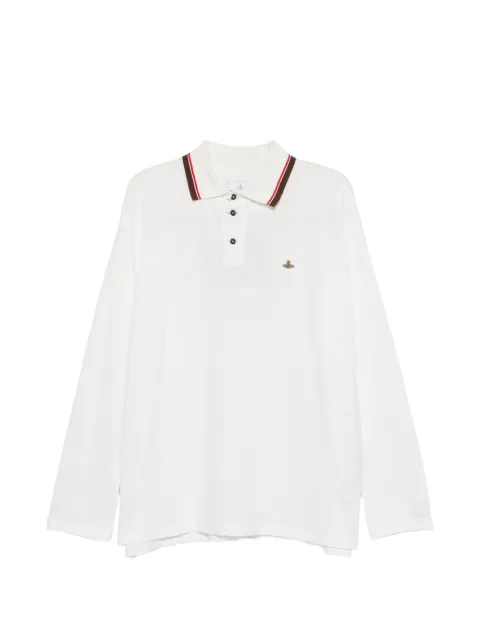 Vivienne Westwood Orb-embroidered tipped polo shirt White 2H010010J00AU