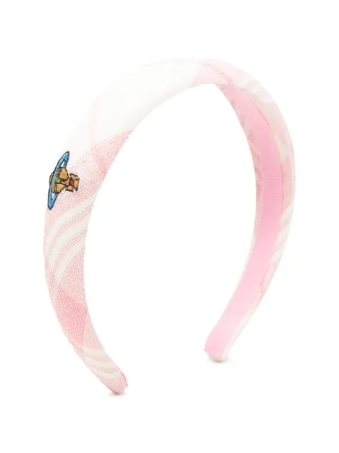Vivienne Westwood Orb-embroidered checked-pattern headband White 81020022W01JU