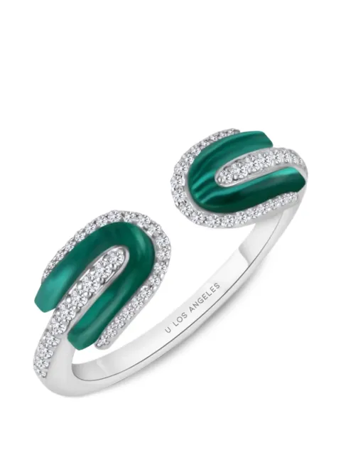 U LOS ANGELES U Duo malachite and diamond ring Silver 177402