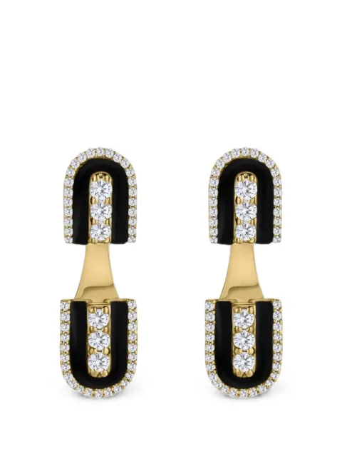 U LOS ANGELES diamond and onyx post-back earrings Gold 184625