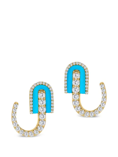 U LOS ANGELES diamond and turquoise huggie earrings Gold 171826