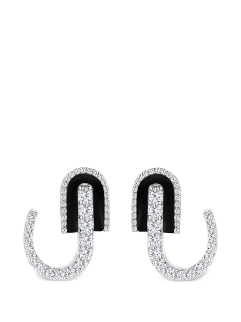 U LOS ANGELES diamond and onyx earrings Silver 171712