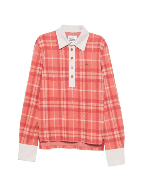 Vivienne Westwood check-pattern long-sleeve polo shirt Red 2H01000WJ00C1